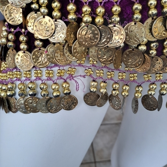 Bellylady set of 2 Belly dance skirt gold coin hip scarf with rhinestones - Picture 14 of 16